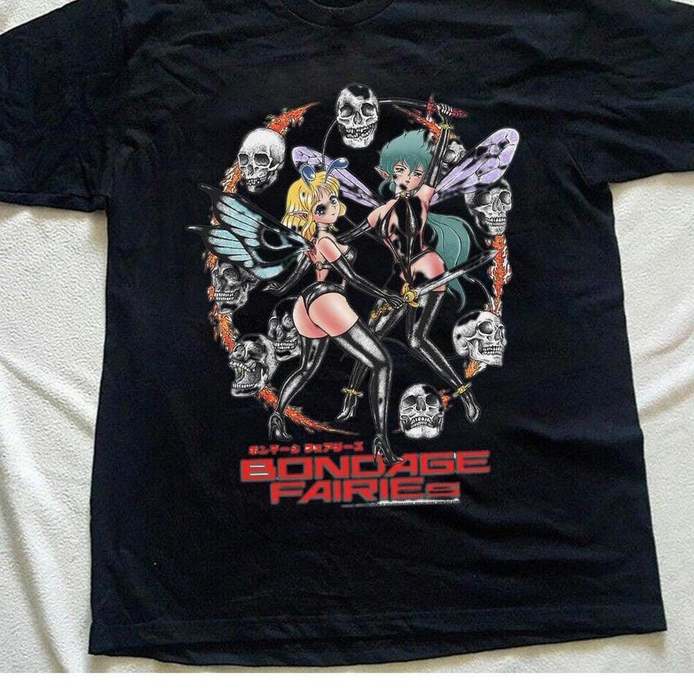Black Tee With Graphic Fairies